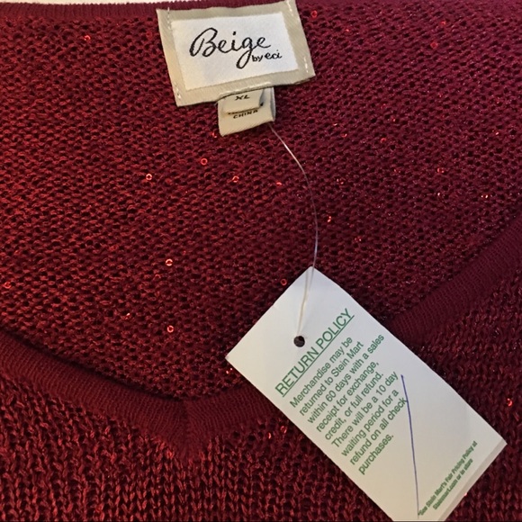 Beige by eci Red Berry Long Sleeve Sweater XL - Picture 4 of 6